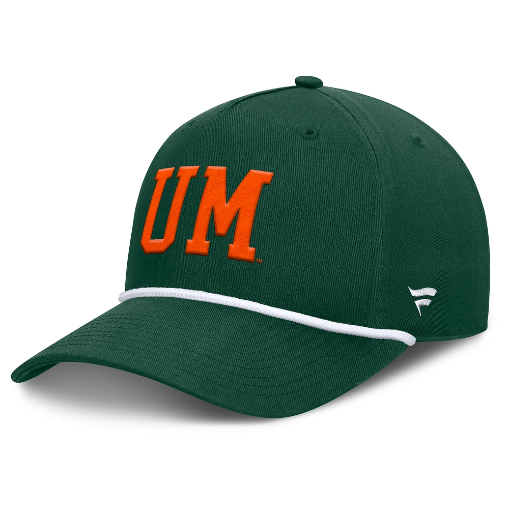 Men's Fanatics Green Miami Hurricanes Foul Ball Rope Adjustable Hat