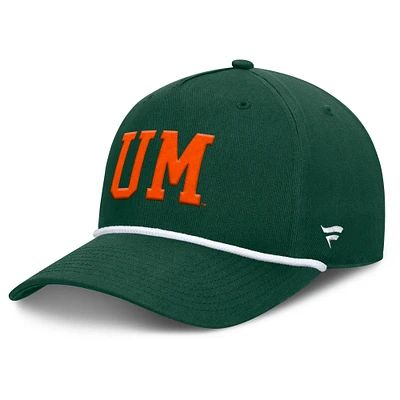Men's Fanatics Green Miami Hurricanes Foul Ball Rope Adjustable Hat