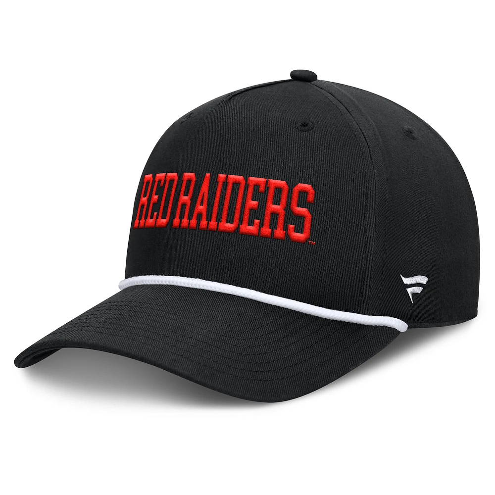 Men's Fanatics Black Texas Tech Red Raiders Foul Ball Rope Adjustable Hat