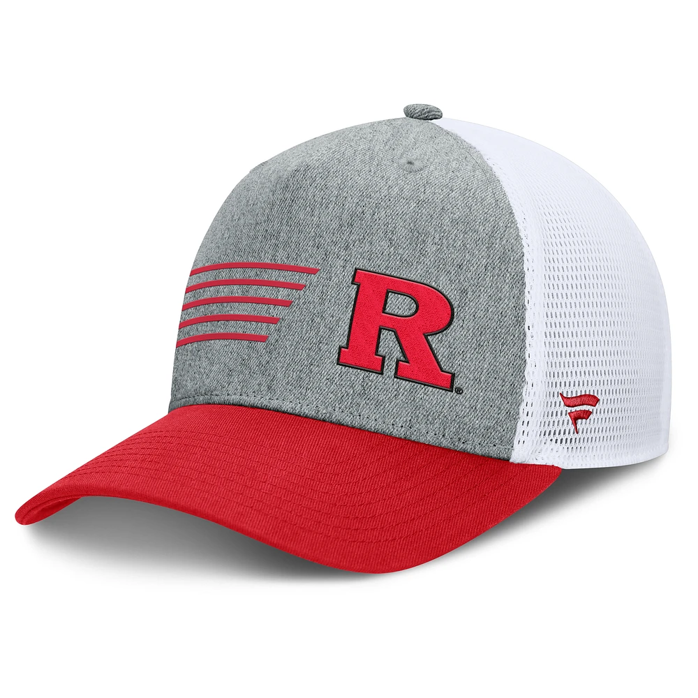 Men's Fanatics Heather Gray/Scarlet Rutgers Scarlet Knights Profile Trucker Adjustable Hat