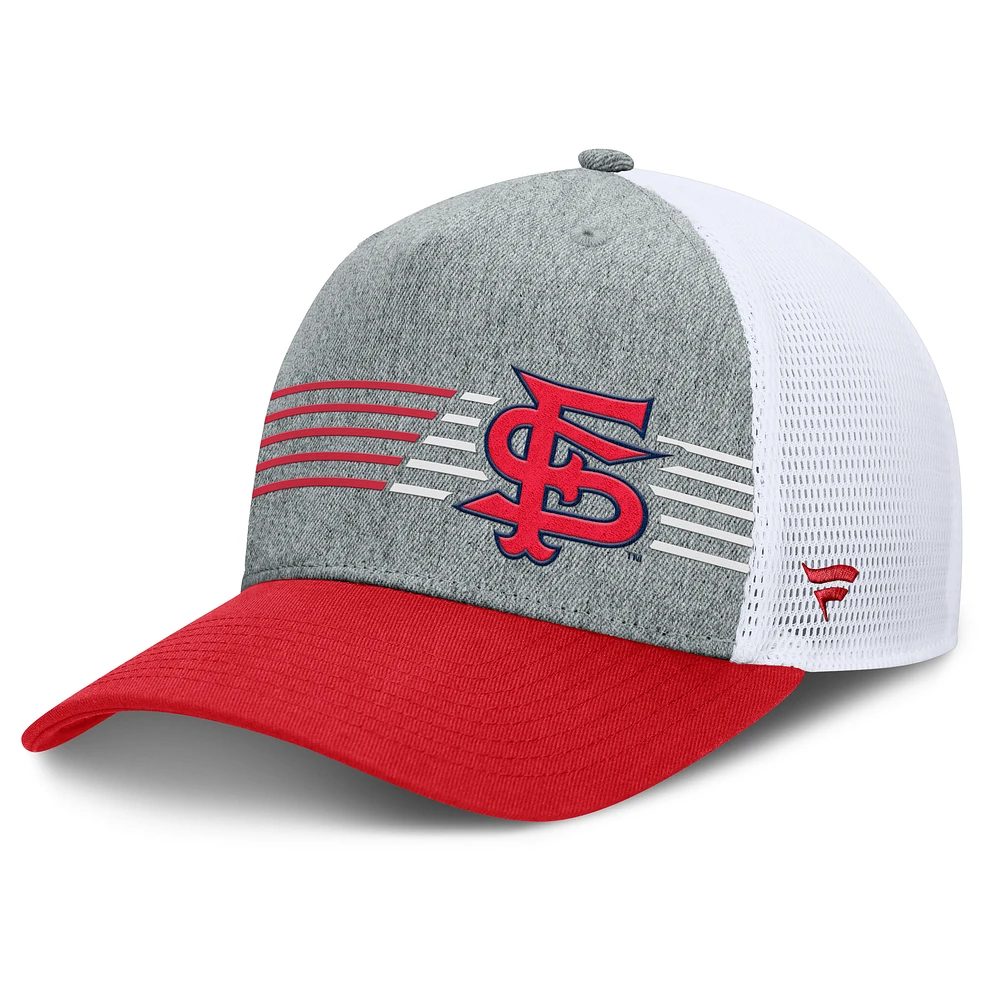 Men's Fanatics Heather Gray/Red Fresno State Bulldogs Profile Trucker Adjustable Hat