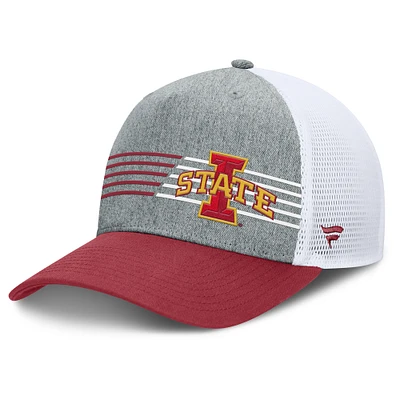 Men's Fanatics Heather Gray/Cardinal Iowa State Cyclones Profile Trucker Adjustable Hat