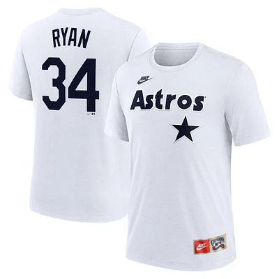 Men's Nike Nolan Ryan White Houston Astros Cooperstown Collection Name & Number Tri-Blend T-Shirt