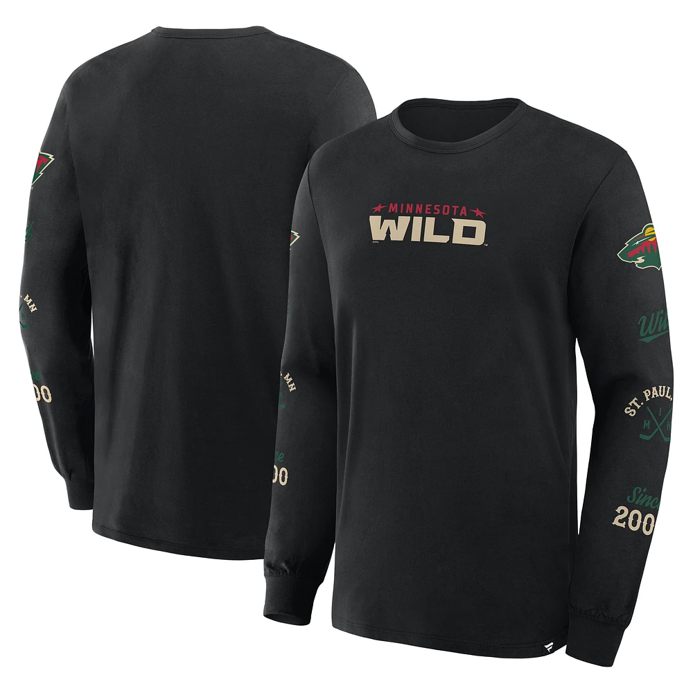 Men's Fanatics Black Minnesota Wild Boxed Legacy Long Sleeve T-Shirt