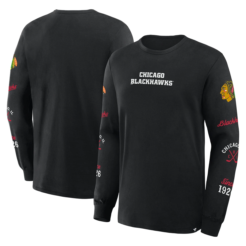 Men's Fanatics Black Chicago Blackhawks Boxed Legacy Long Sleeve T-Shirt
