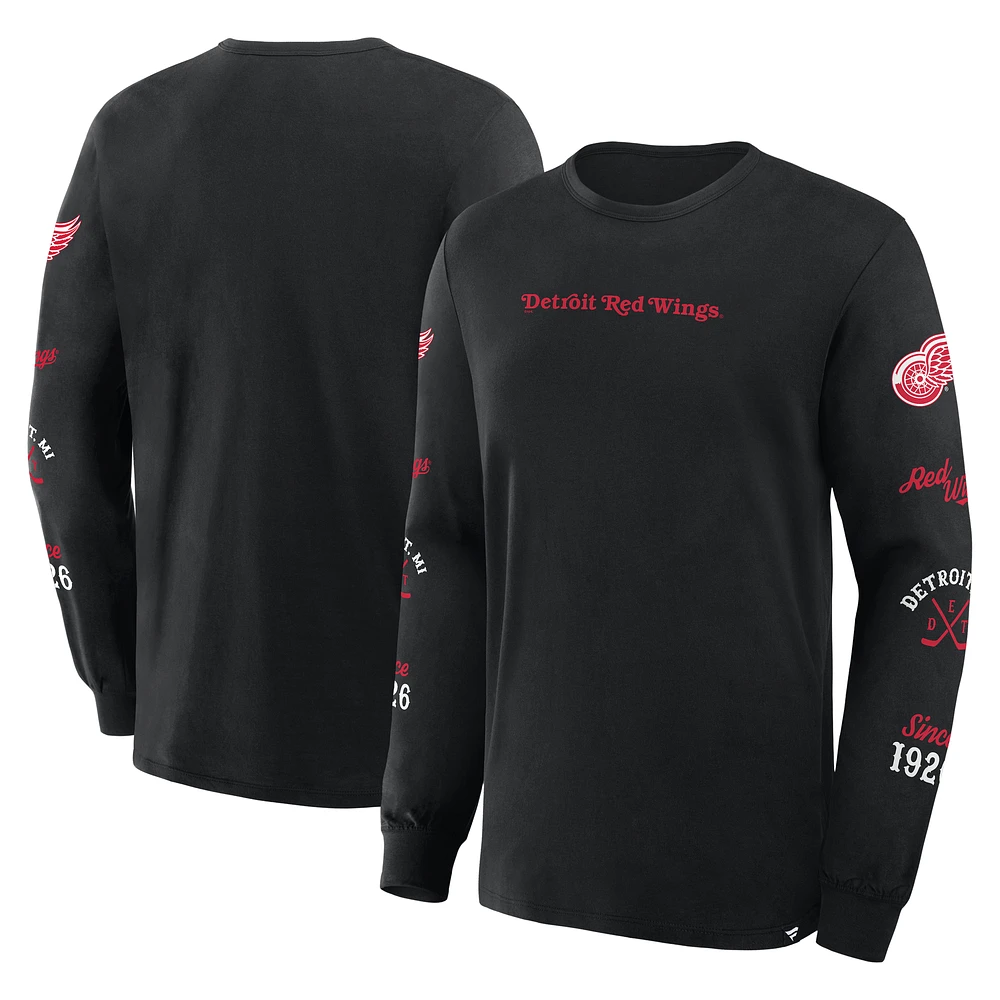 Men's Fanatics Black Detroit Red Wings Boxed Legacy Long Sleeve T-Shirt