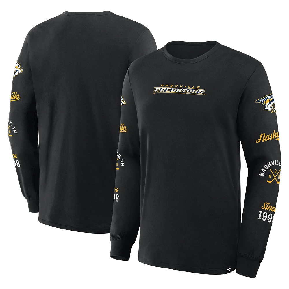 Men's Fanatics Black Nashville Predators Boxed Legacy Long Sleeve T-Shirt