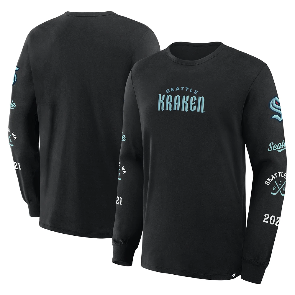 Men's Fanatics Black Seattle Kraken Boxed Legacy Long Sleeve T-Shirt