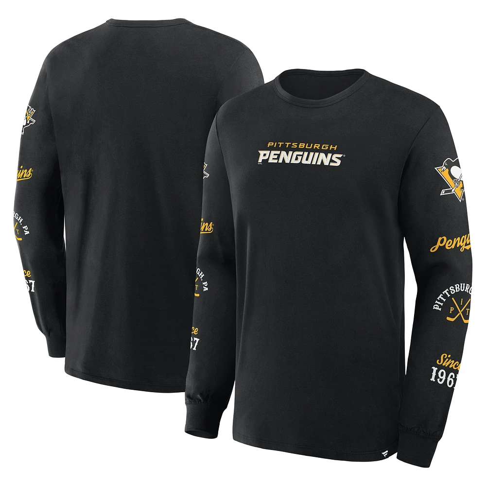 Men's Fanatics Black Pittsburgh Penguins Boxed Legacy Long Sleeve T-Shirt