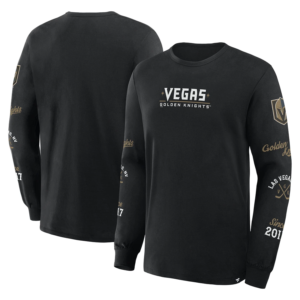 Men's Fanatics Black Vegas Golden Knights Boxed Legacy Long Sleeve T-Shirt