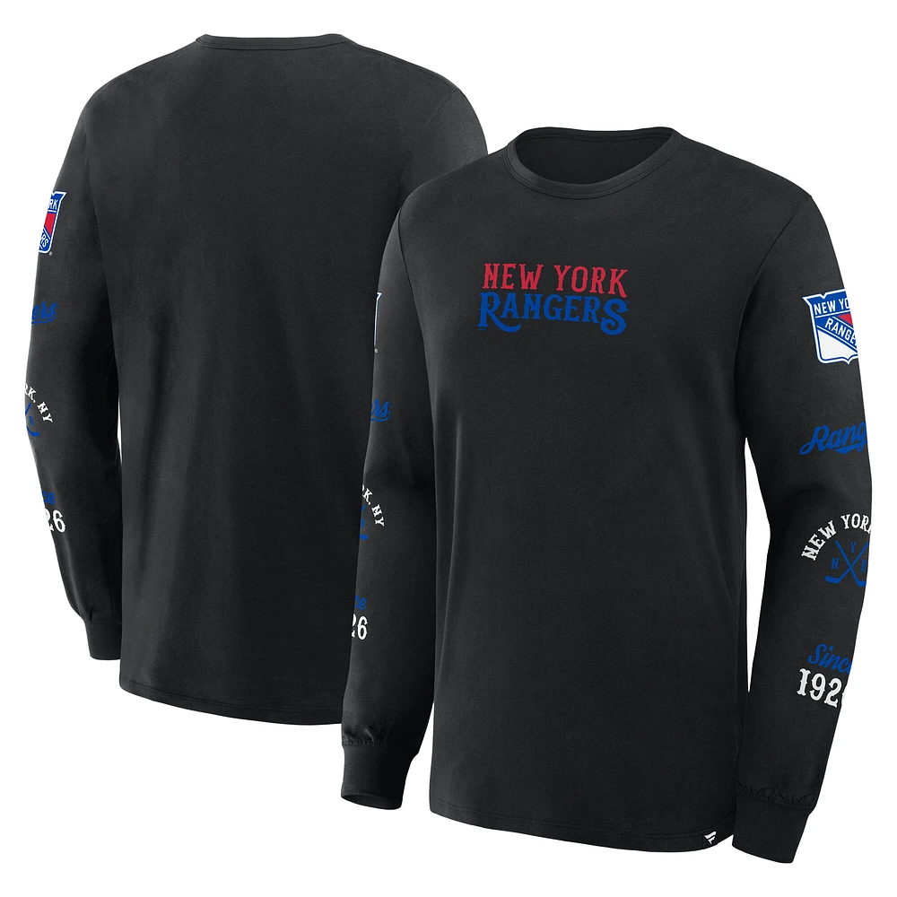Men's Fanatics Black New York Rangers Boxed Legacy Long Sleeve T-Shirt