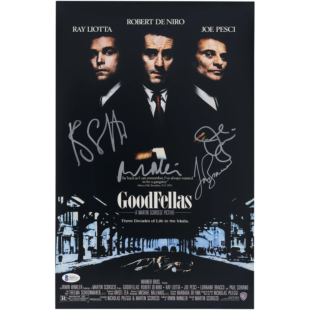 Robert De Niro, Joe Pesci, Ray Liotta & Lorraine Bracco Goodfellas Autographed 11" x 17" Movie Poster
