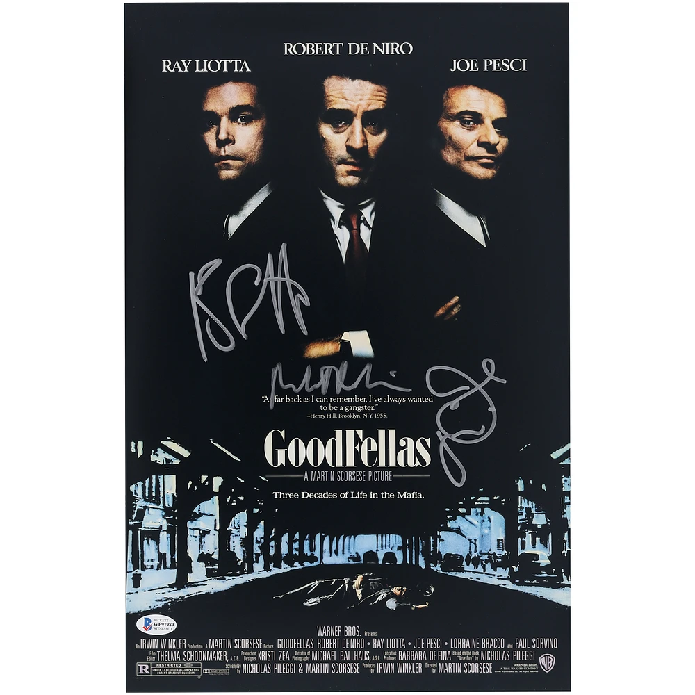 Robert De Niro, Joe Pesci & Ray Liotta Goodfellas Autographed 11" x 17" Movie Poster