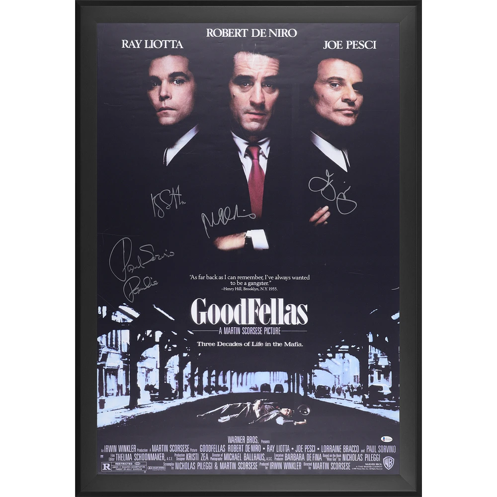Robert De Niro, Joe Pesci, Ray Liotta & Paul Sorvino Goodfellas Autographed Framed 27" x 40" Movie Poster