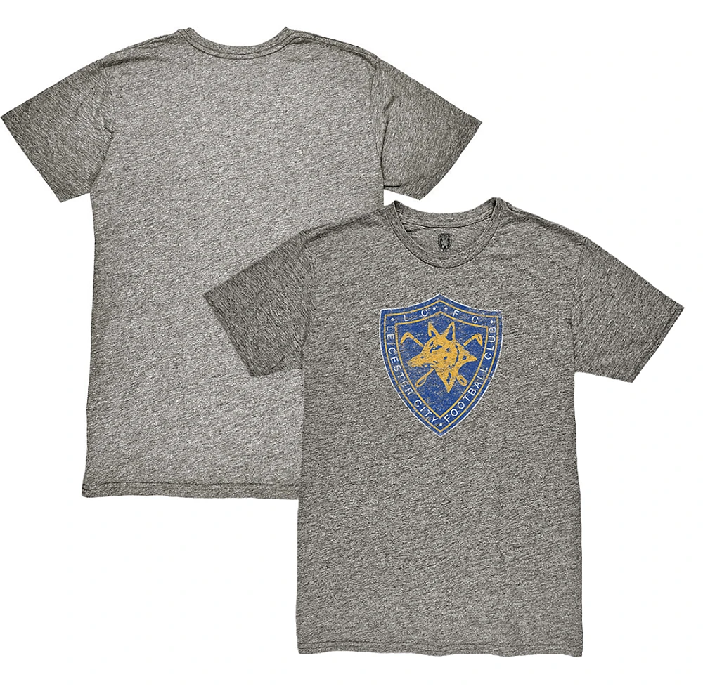 Men's 1863FC Heather Gray Leicester City Retro Badge Vintage Twisted Slub Tri-Blend T-Shirt
