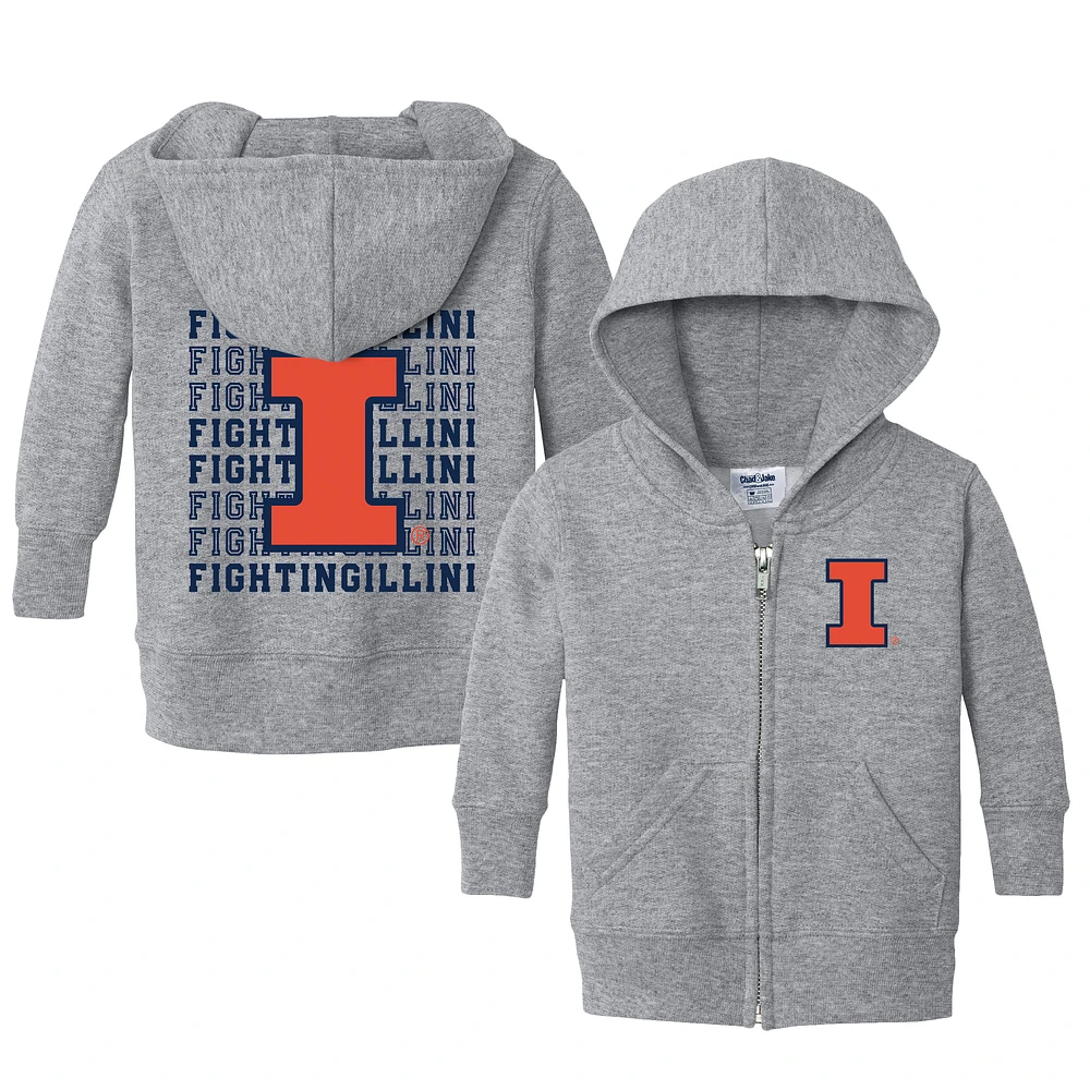 Infant Chad & Jake Heather Gray Illinois Fighting Illini Retro Full-Zip Hoodie Sweatshirt