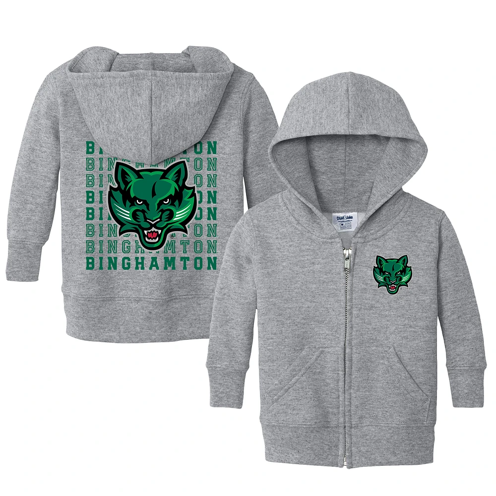 Infant Chad & Jake Heather Gray Binghamton Bearcats Retro Full-Zip Hoodie Sweatshirt