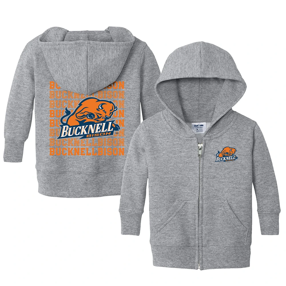 Infant Chad & Jake Heather Gray Bucknell Bison Retro Full-Zip Hoodie Sweatshirt