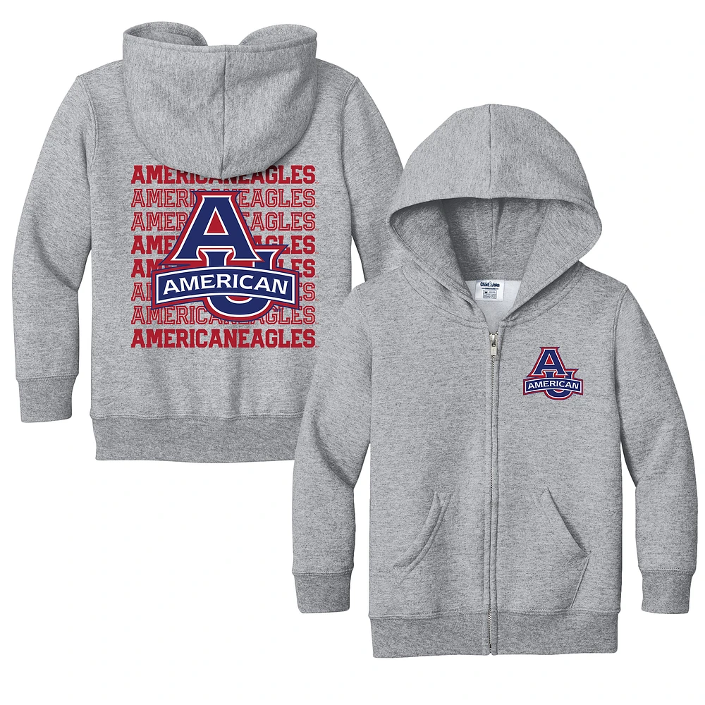 Toddler Chad & Jake Heather Gray American University Eagles Retro Full-Zip Hoodie Sweatshirt