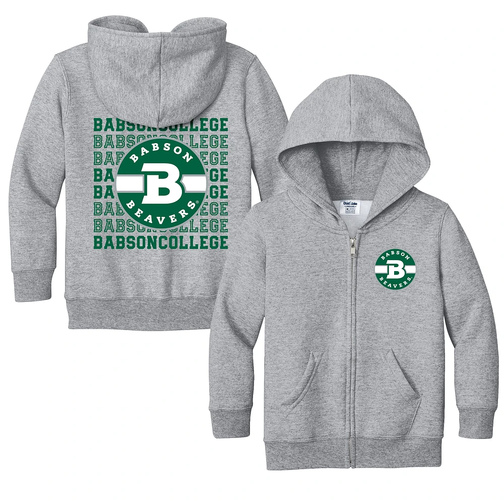 Toddler Chad & Jake Heather Gray Babson Beavers Retro Full-Zip Hoodie Sweatshirt