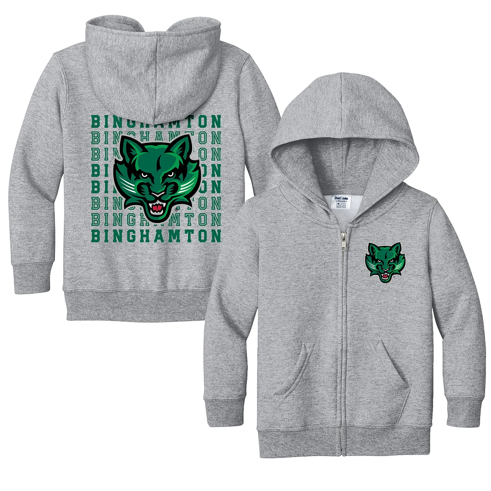 Toddler Chad & Jake Heather Gray Binghamton Bearcats Retro Full-Zip Hoodie Sweatshirt