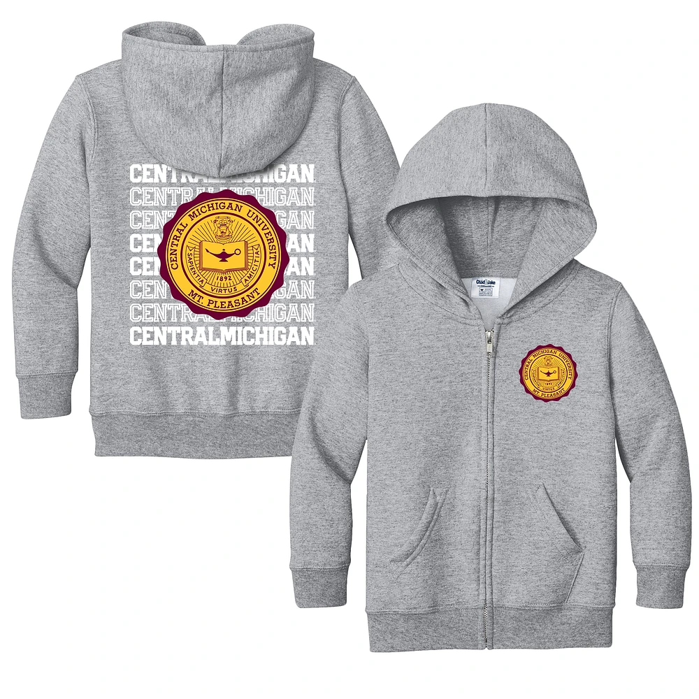 Toddler Chad & Jake Heather Gray Central Michigan Chippewas Retro Full-Zip Hoodie Sweatshirt