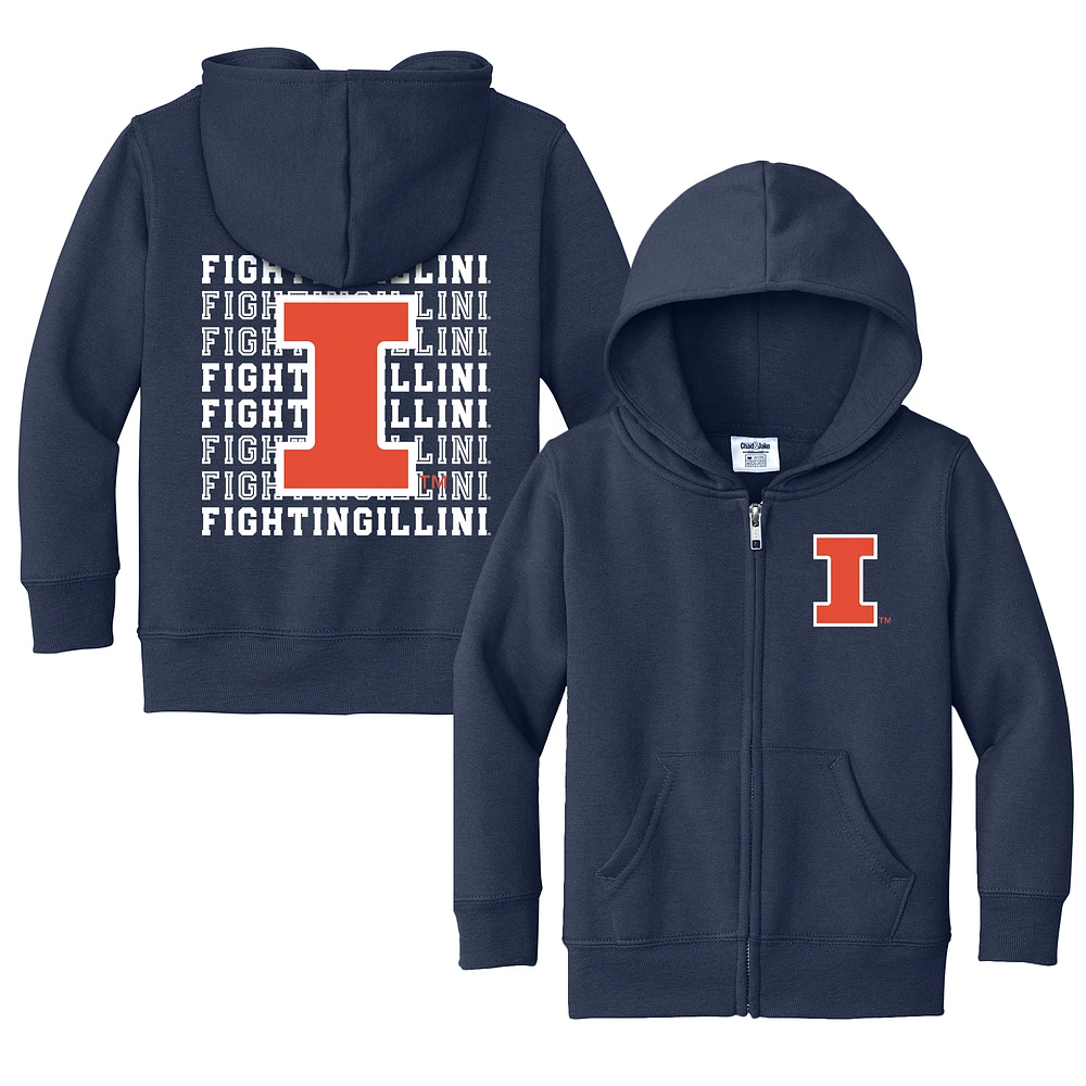 Toddler Chad & Jake Navy Illinois Fighting Illini Retro Full-Zip Hoodie Sweatshirt