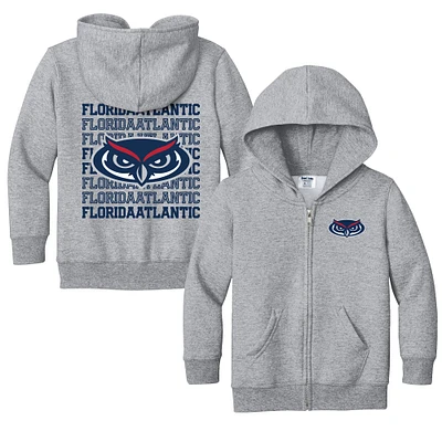 Toddler Chad & Jake Heather Gray Florida Atlantic Owls Retro Full-Zip Hoodie Sweatshirt