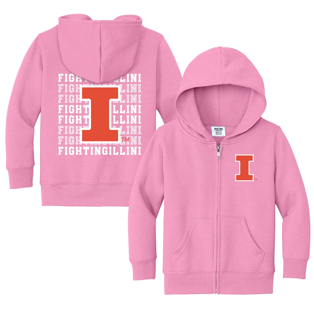 Toddler Chad & Jake Pink Illinois Fighting Illini Retro Full-Zip Hoodie Sweatshirt