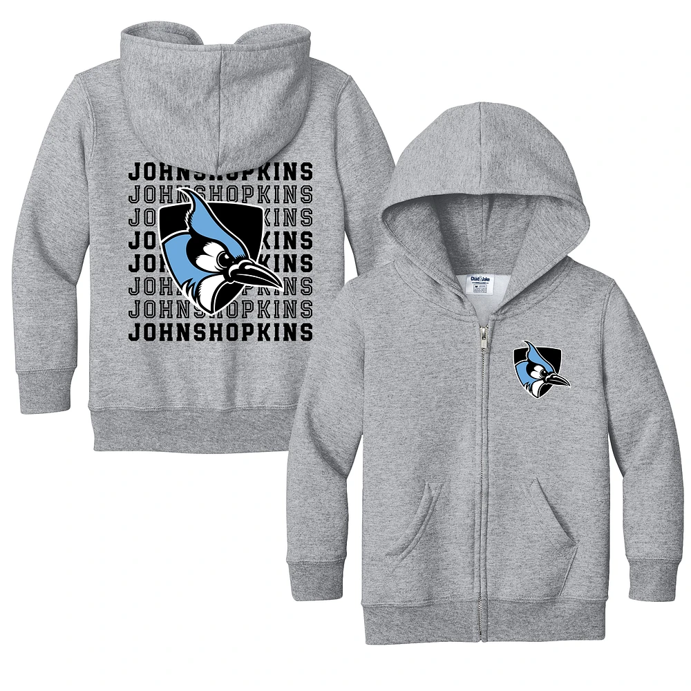 Toddler Chad & Jake Heather Gray Johns Hopkins Blue Jays Retro Full-Zip Hoodie Sweatshirt