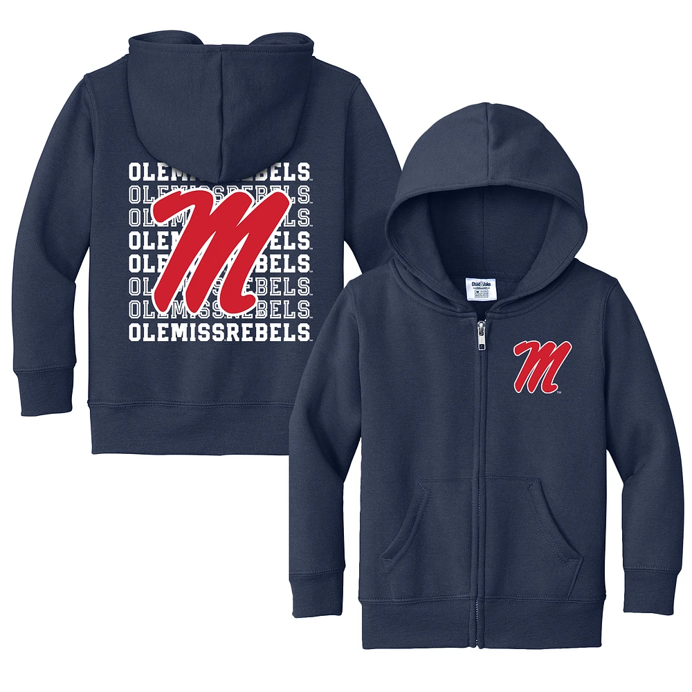 Toddler Chad & Jake Navy Ole Miss Rebels Retro Full-Zip Hoodie Sweatshirt