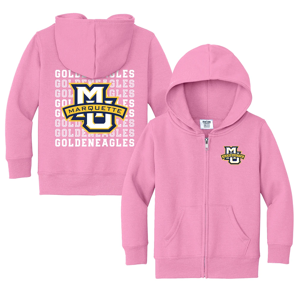 Toddler Chad & Jake Pink Marquette Golden Eagles Retro Full-Zip Hoodie Sweatshirt