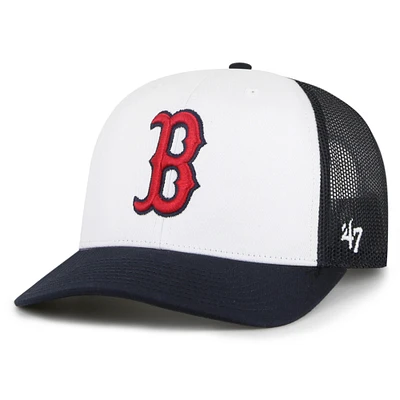 Men's '47 White/Navy Boston Red Sox Freshman Trucker Adjustable Hat