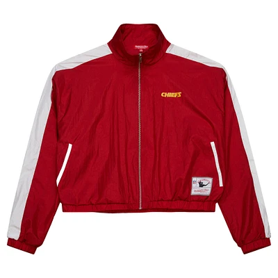 Women's Mitchell & Ness Red Kansas City Chiefs Nylon Cropped Full-Zip Jacket