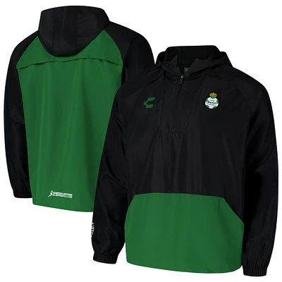 Men's Charly Black Santos Laguna 2024/25 Raglan Quarter-Zip Windbreaker