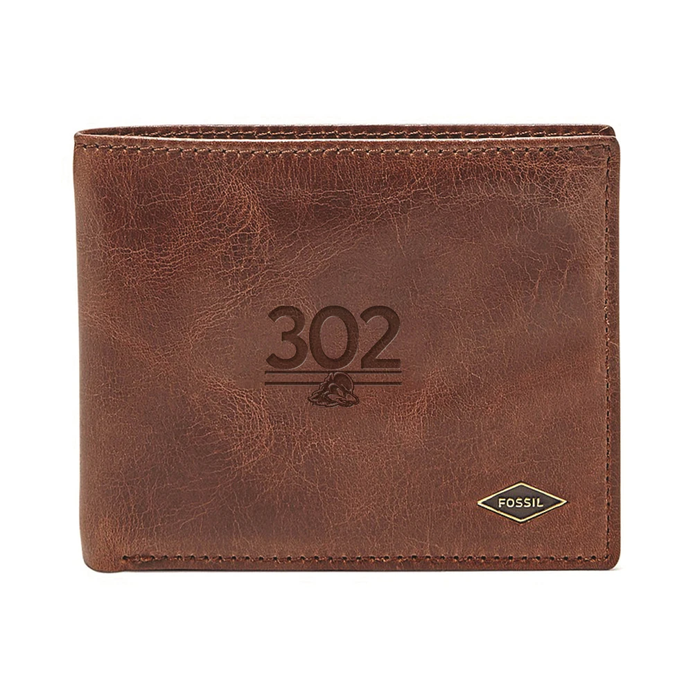 Fossil Delaware Fightin' Blue Hens Ryan Leather RFID Flip ID Bifold Wallet