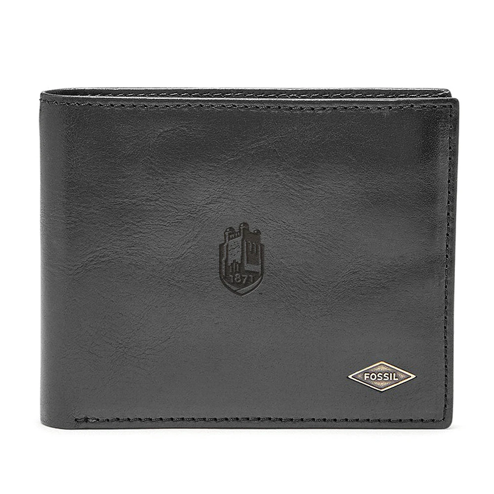 Fossil SUNY Geneseo Knights Ryan Leather RFID Flip ID Bifold Wallet