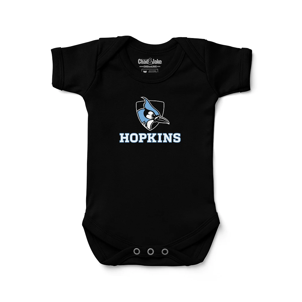 Newborn & Infant Chad Jake Black Johns Hopkins Blue Jays Shield Logo Bodysuit