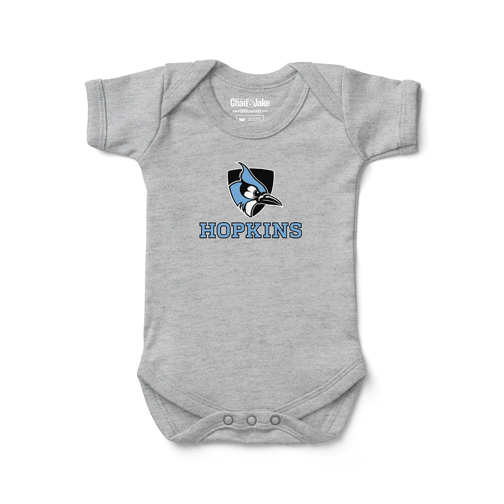 Newborn & Infant Chad Jake Heather Gray Johns Hopkins Blue Jays Shield Logo Bodysuit