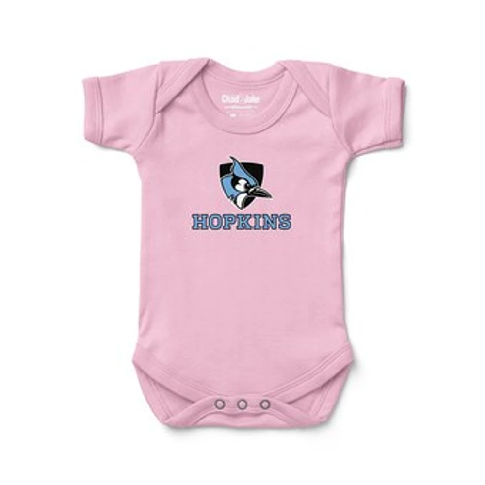 Newborn & Infant Chad Jake Light Pink Johns Hopkins Blue Jays Shield Logo Bodysuit