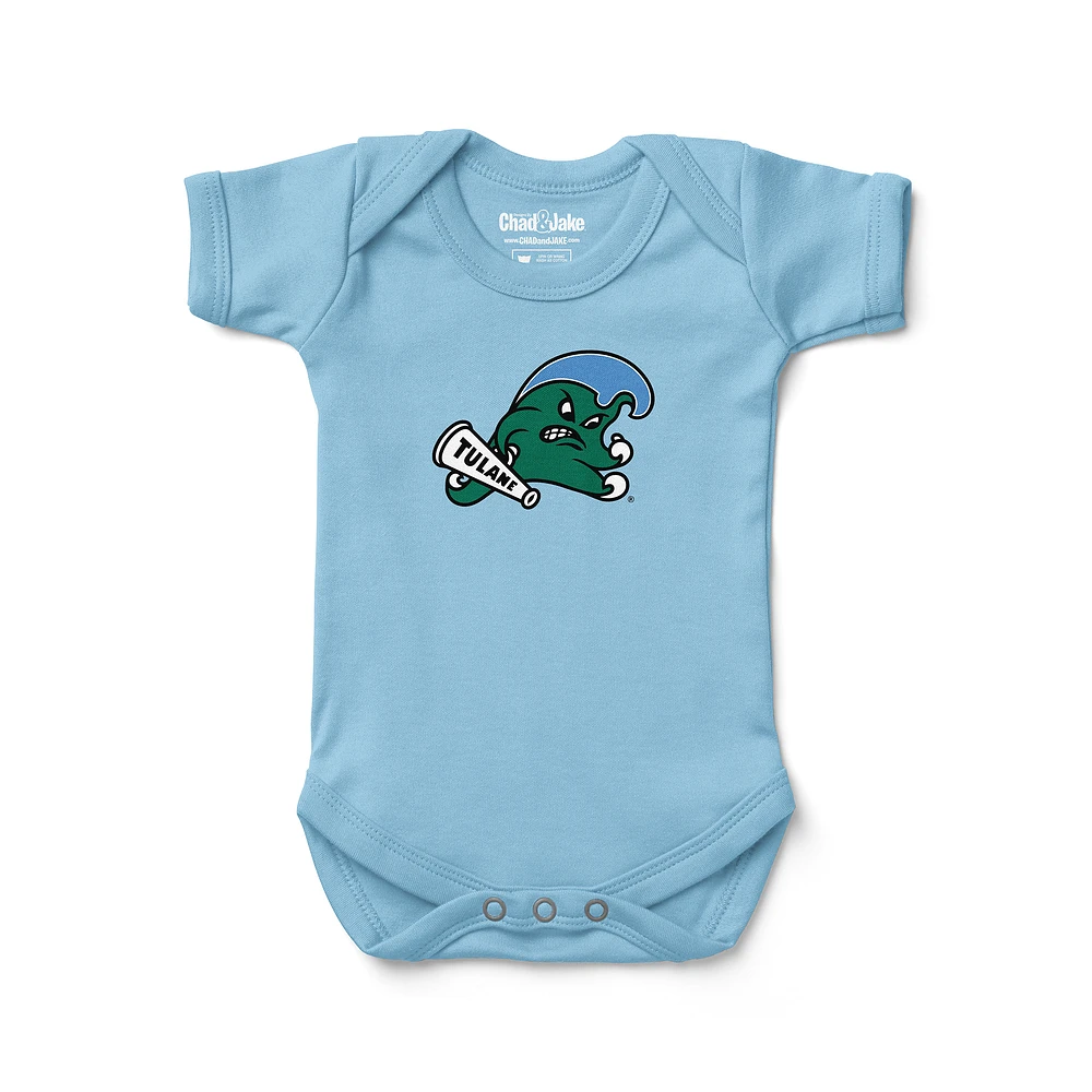 Newborn & Infant Chad Jake Light Blue Tulane Green Wave Logo Bodysuit