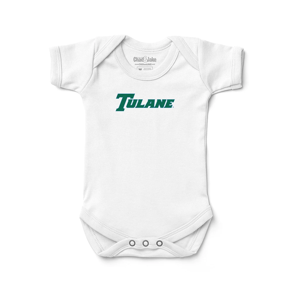 Newborn & Infant Chad Jake White Tulane Green Wave Wordmark Logo Bodysuit