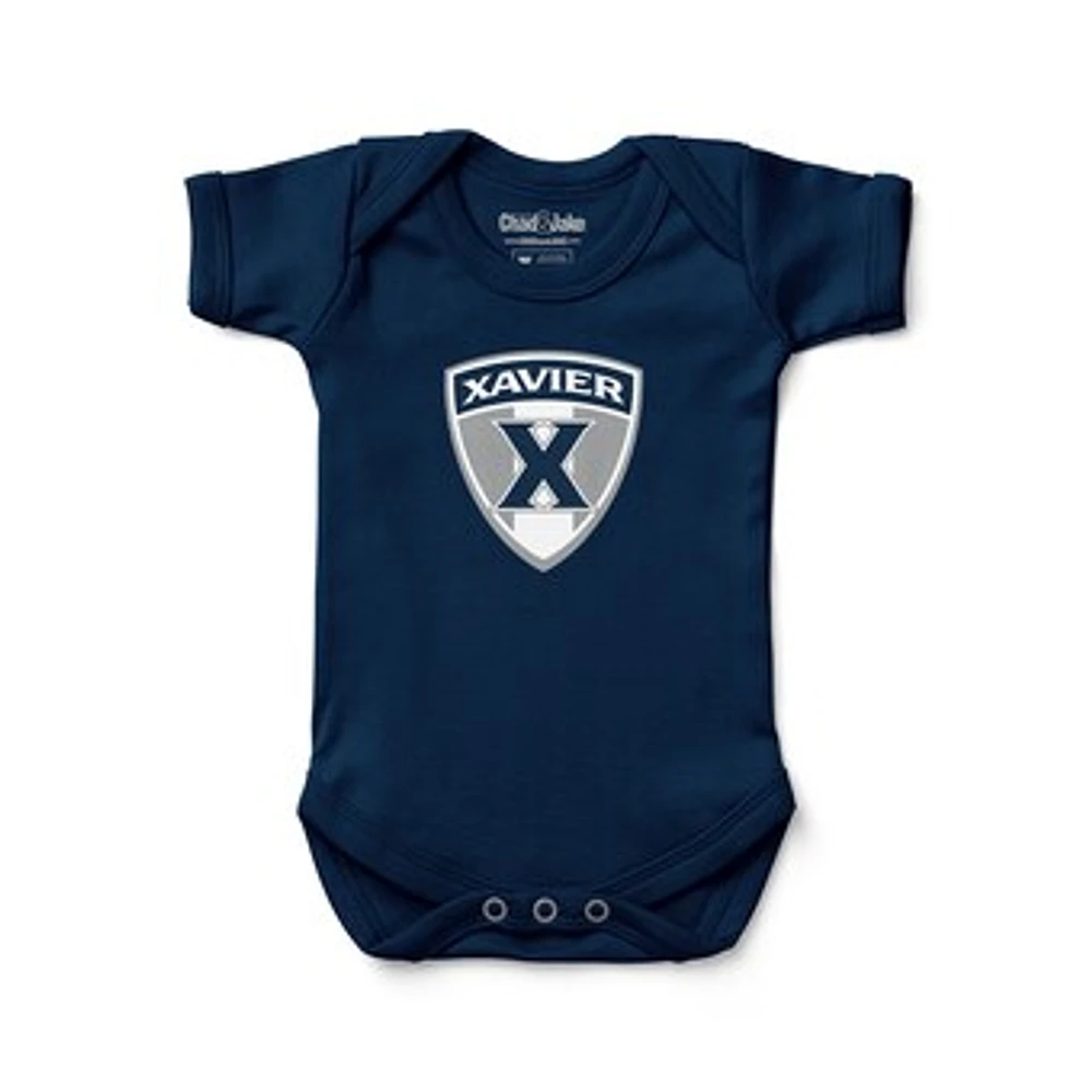 Newborn & Infant Chad Jake Navy Xavier Musketeers Shield Logo Bodysuit