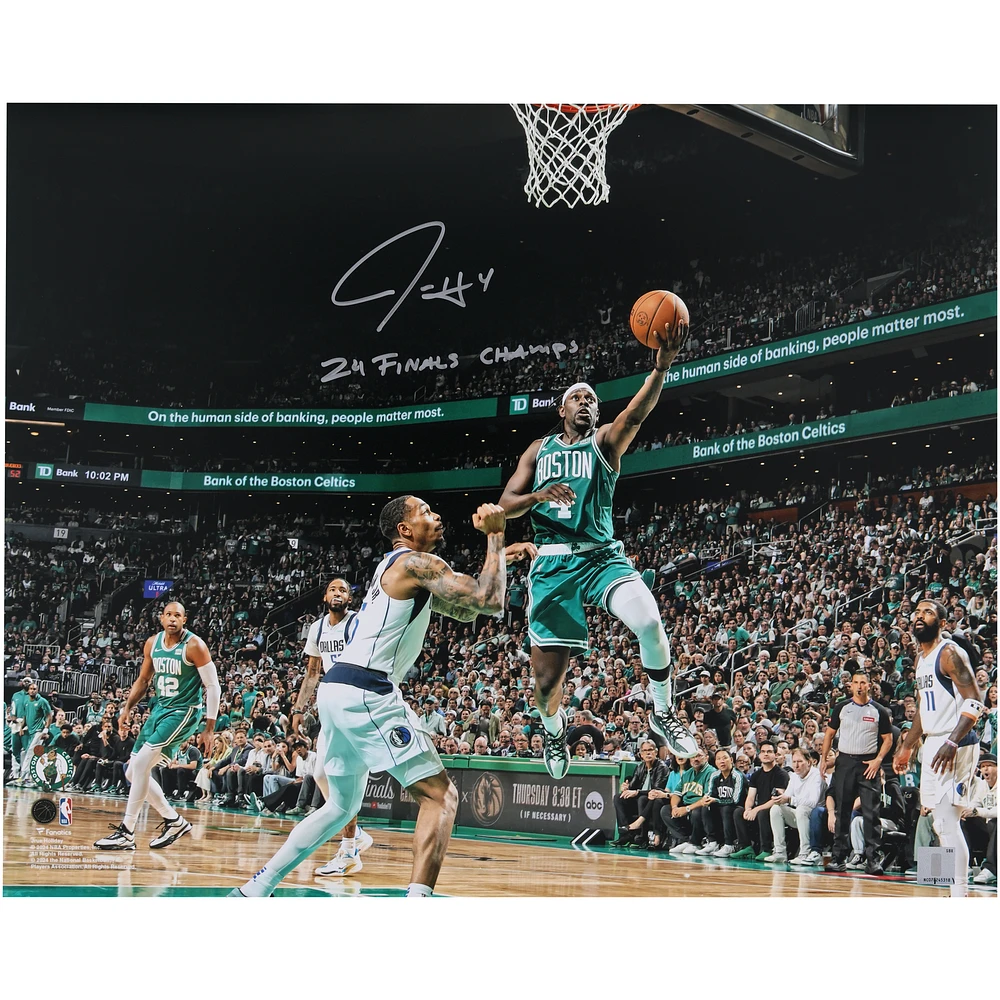 Jrue Holiday Boston Celtics Autographed 16" x 20" 2024 NBA Finals Champions Action Photograph with "24 Finals Champs" Inscription