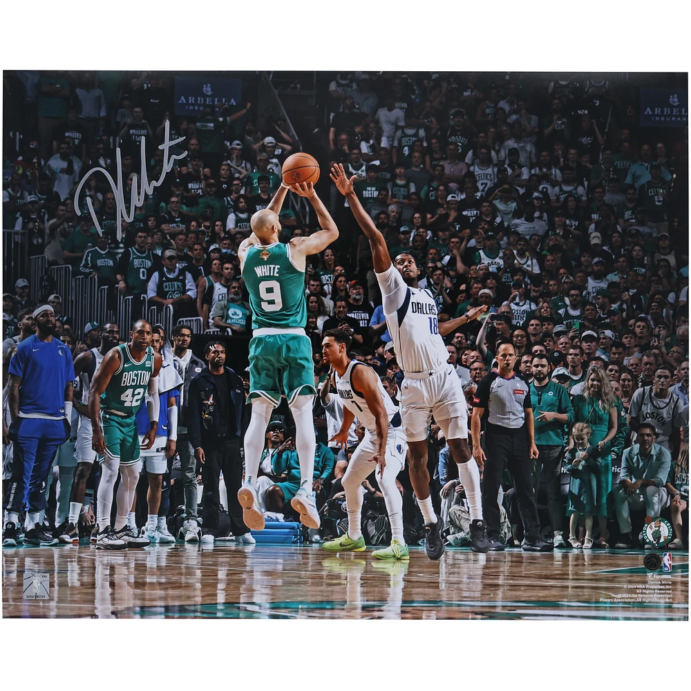 Derrick White Boston Celtics Autographed 16" x 20" 2024 NBA Finals Champions Action Photograph