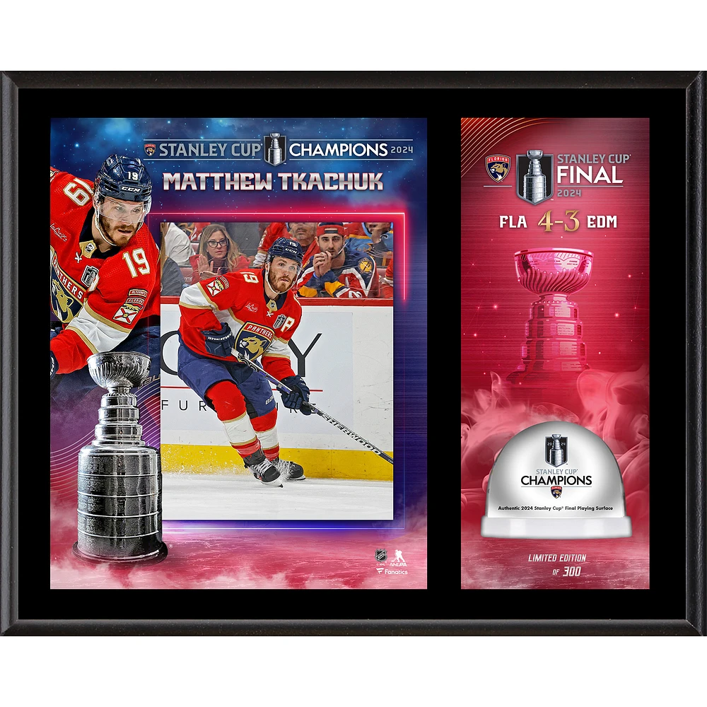 Matthew Tkachuk Florida Panthers 12'' x 15'' Sublimated Plaque with Game-Used Ice from the 2024 Stanley Cup Final - Limited Edition of 300
