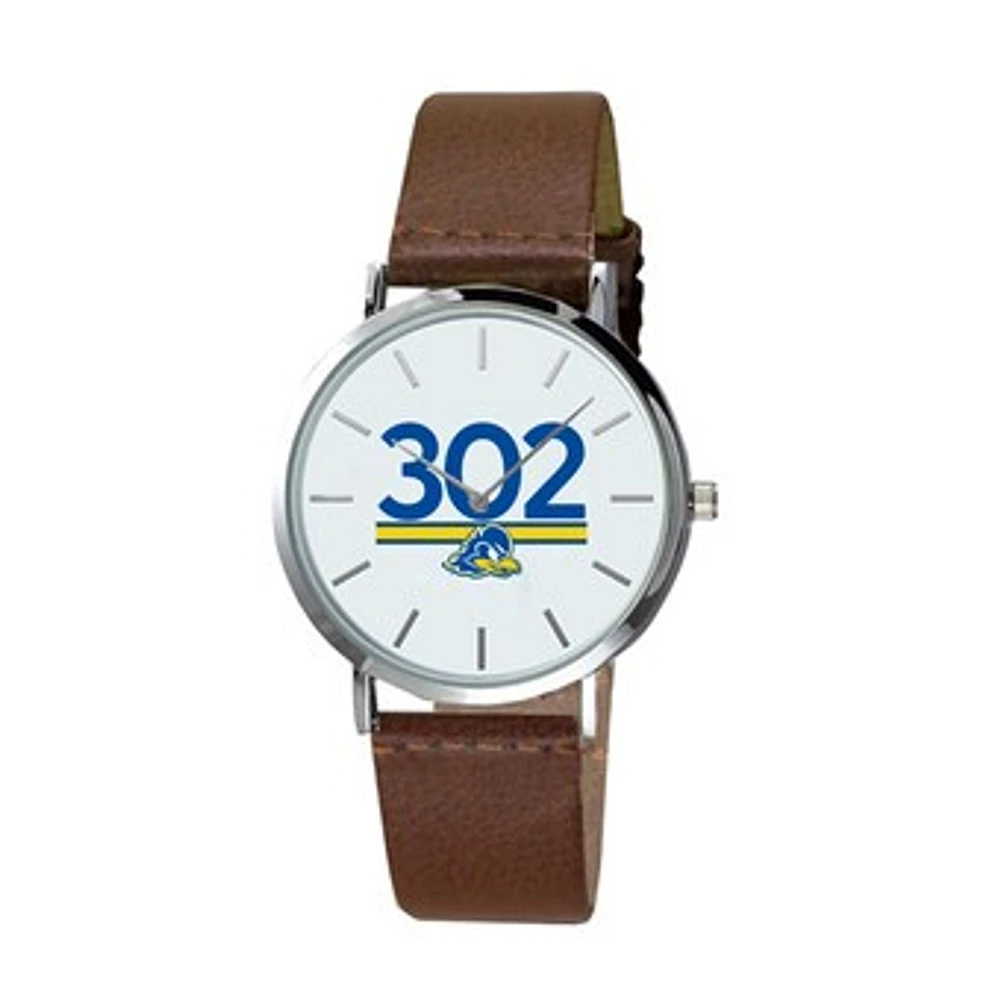 Men's Delaware Fightin' Blue Hens Plexus Brown Leather Watch