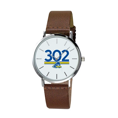 Men's Delaware Fightin' Blue Hens Plexus Brown Leather Watch