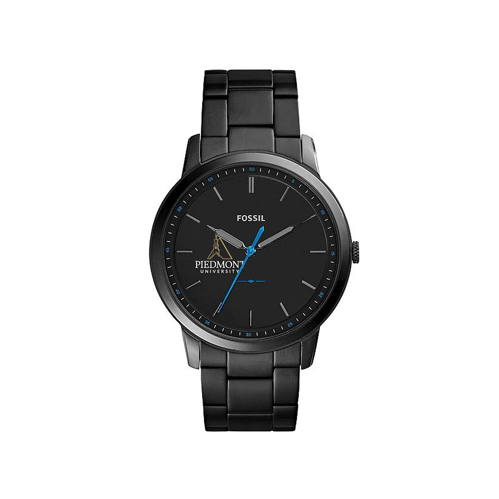 Men's Fossil Black Piedmont Lions Minimalist Stainless Steel Watch