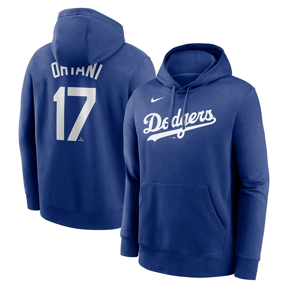 Men's Nike Shohei Ohtani Royal Los Angeles Dodgers Player Name & Number Club Pullover Hoodie